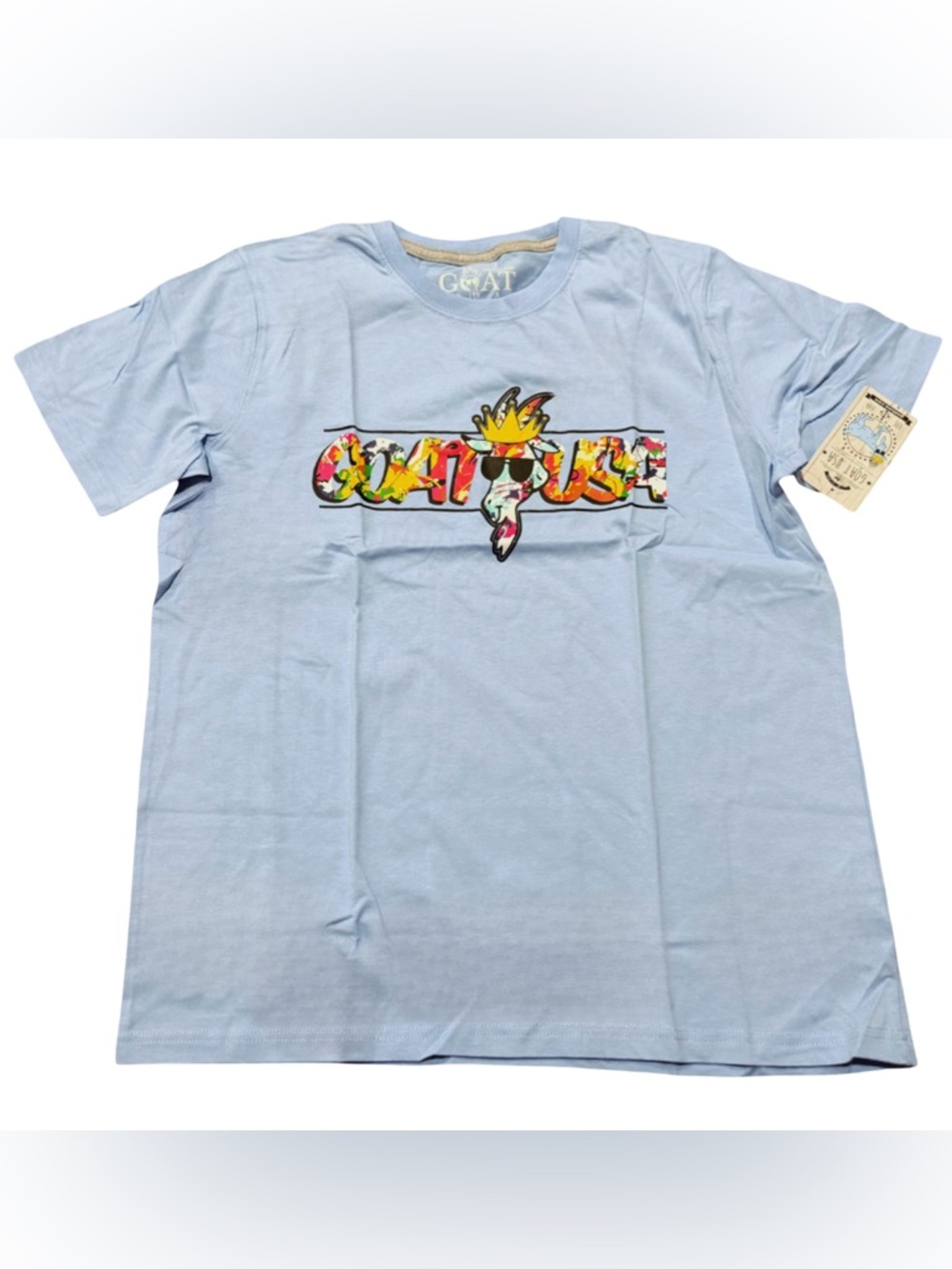 GOAT Kids' Light Blue Short Sleeve Graphic Tee size YXL BNWT